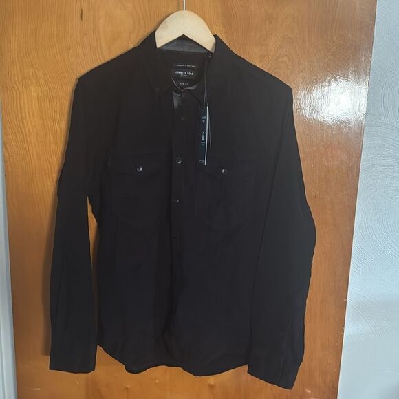 Corduroy Shirt Mens Small Black Kenneth Cole - Picture 1 of 3